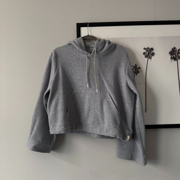 J. Crew | NWOT Cropped Hooded Pullover Sweatshirt in Gray Size Medium - Picture 2 of 9